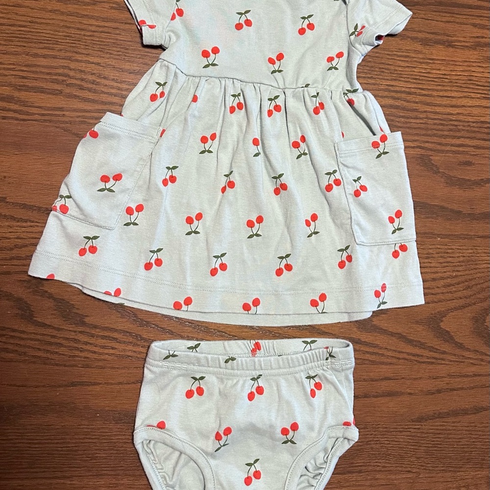 Hanna Andersson Cherry Print Dress Set 12-18 mos 75cm